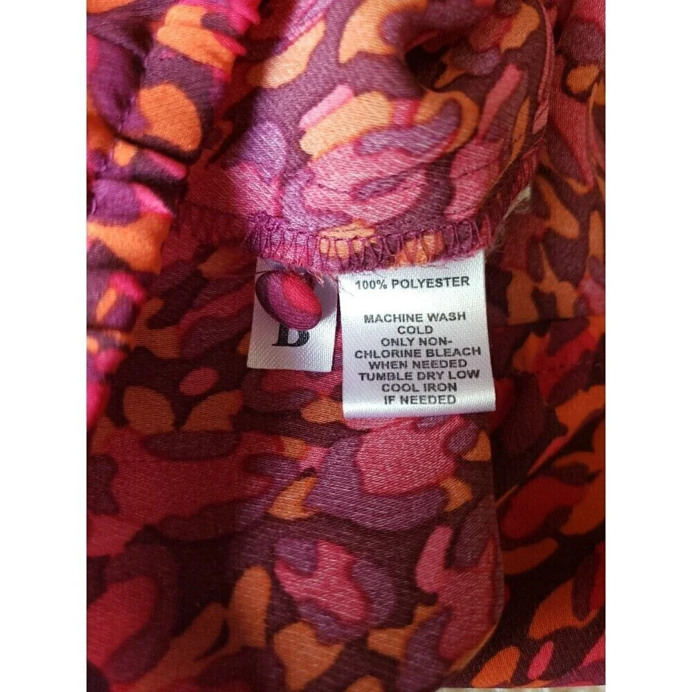 LOFT Ann Taylor Blouse Size XS Red Abstract Keyhole 3/4 Length Elastic Sleeve
